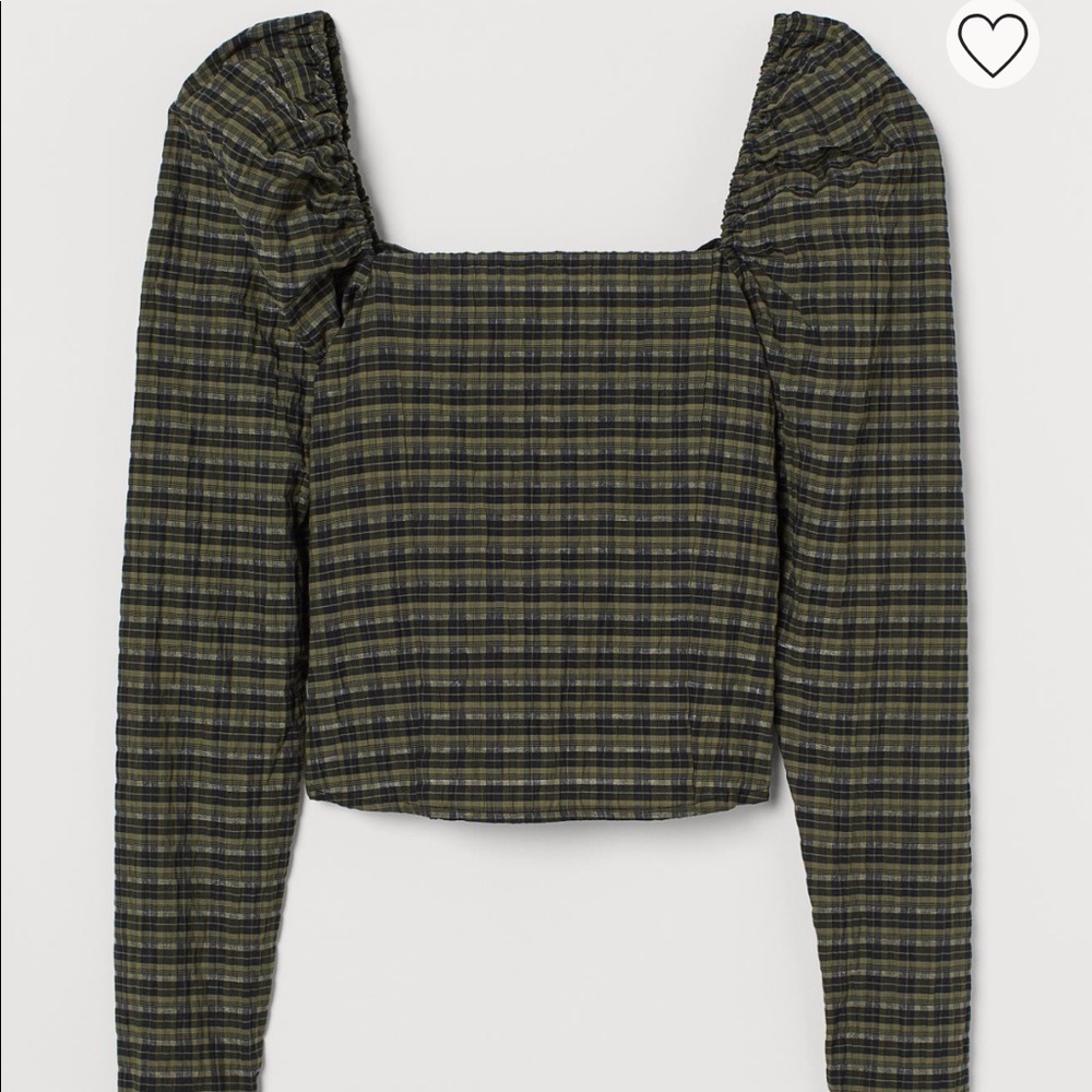 H&M Puff Shoulder Crinkle Top
